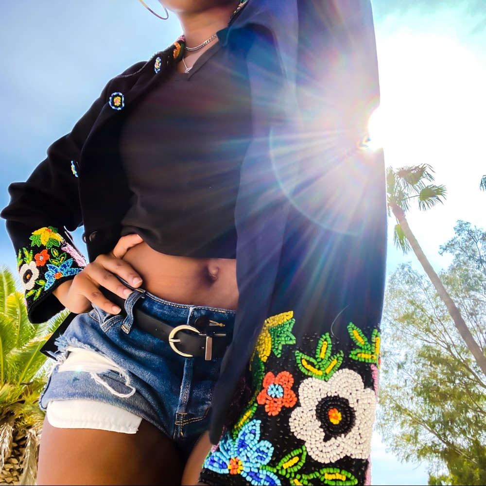 Vintage Floral Beaded Blazer